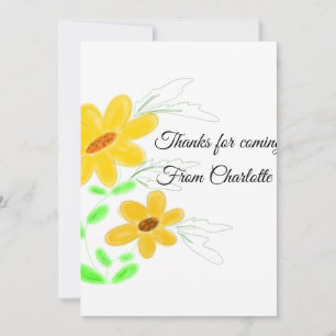 Cartes Pour Fêtes Annuelles merci d'être venu ajouter nom texte tournesol jaun