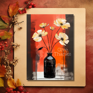 Cartes Pour Fêtes Annuelles Merci.   Fleur moderne et Vase Thanksgiving