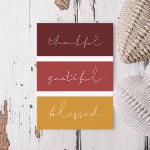 Cartes Pour Fêtes Annuelles Merci Grateful béni moderne Thanksgiving