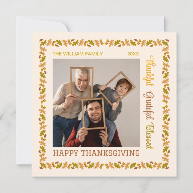 Cartes Pour Fêtes Annuelles Merci Grateful Blessé Chic Thanksgiving Photo (Devant)