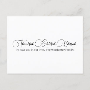 Cartes Pour Fêtes Annuelles Merci Grateful Blessé script Thanksgiving