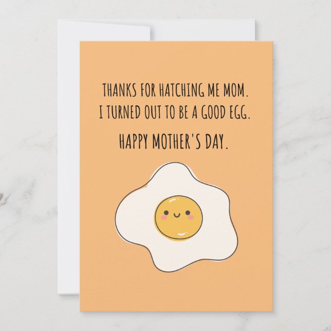 CARTES POUR FÊTES ANNUELLES MERCI MAMAN JE SUIS UN BON OEUF  (Devant)