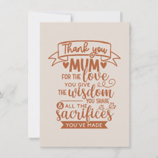 Cartes Pour Fêtes Annuelles Merci Maman Pour L'Amour Que Tu Donnes La Sagesse 