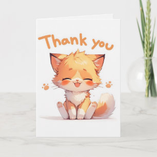 Cartes Pour Fêtes Annuelles Merci Mignon Chat D'anime