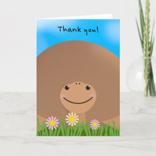 Cartes Pour Fêtes Annuelles Merci Pour N'Importe Qui Tortue Mignonne Avec Fleu