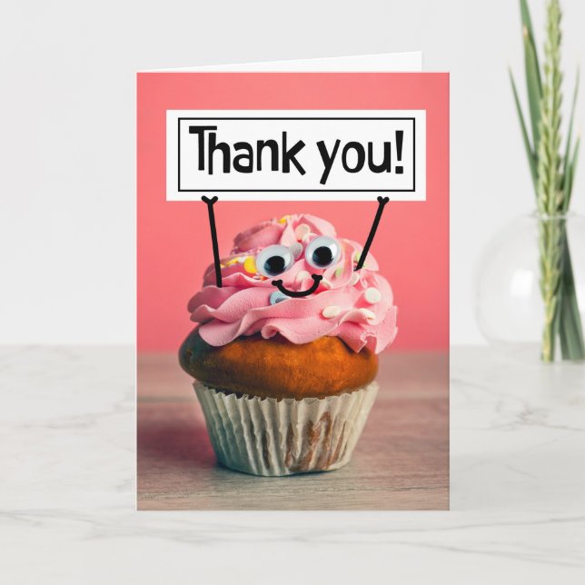 Cartes Pour Fêtes Annuelles Merci Pour Toute Personne Heureuse Cupcake Tenir L (Devant)