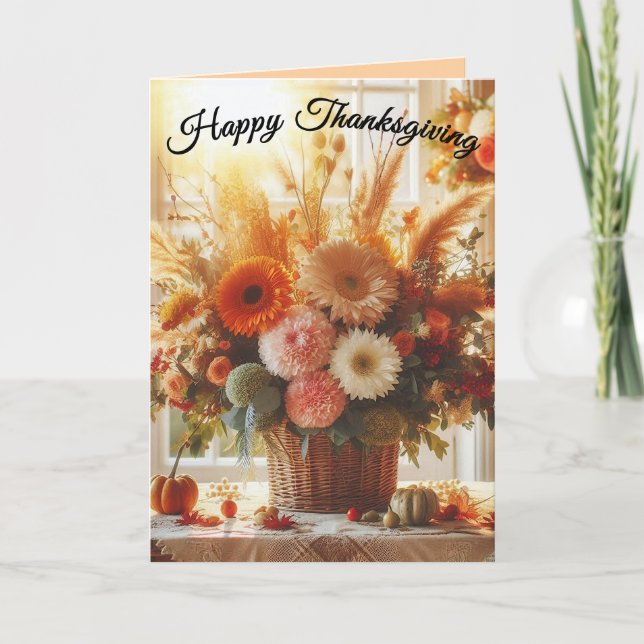 Cartes Pour Fêtes Annuelles Merci Pour Vous Autum Flowers Thanksgiving Card (Devant)
