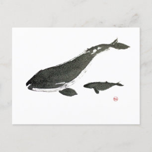 Cartes Pour Fêtes Annuelles Mère de baleine grise et peinture à l'encre sucrée