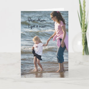 Cartes Pour Fêtes Annuelles Mère et enfant sur la plage