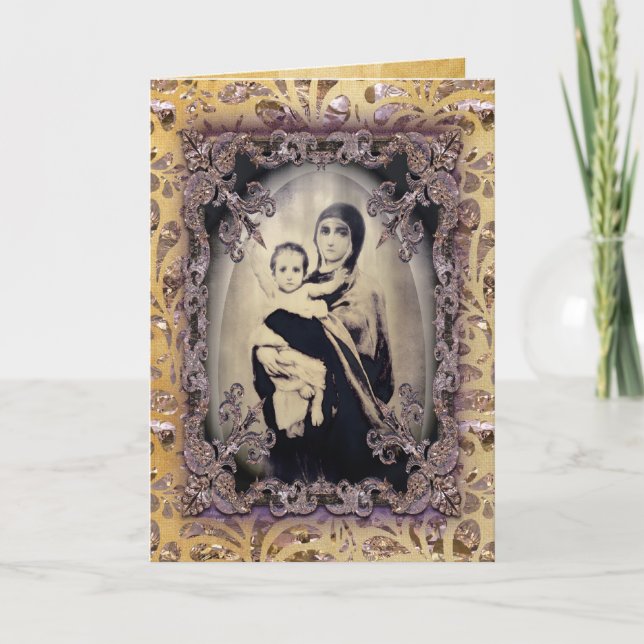 Cartes Pour Fêtes Annuelles Mère et enfant victorien (Devant)