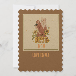 Cartes Pour Fêtes Annuelles "Mère et fille parmi les tournesols à Boho