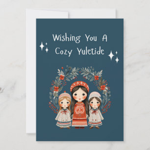 Cartes Pour Fêtes Annuelles Mère et filles de Noël Hygge Wreath