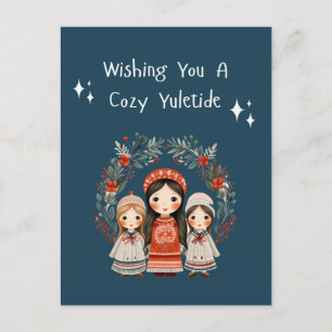 Cartes Pour Fêtes Annuelles Mère et filles de Noël Hygge Wreath