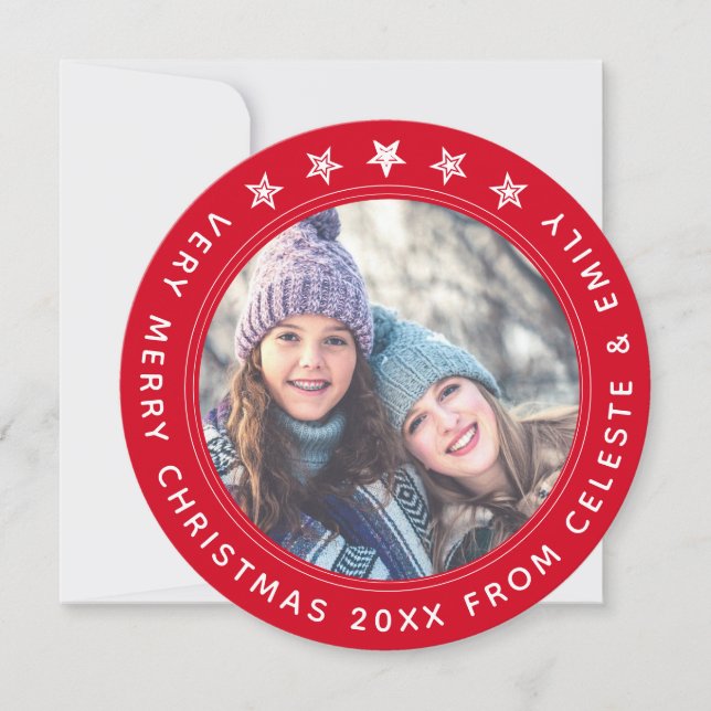 Cartes Pour Fêtes Annuelles Mère Fille Rouge Personnalisable Joyeux Noël (Devant)