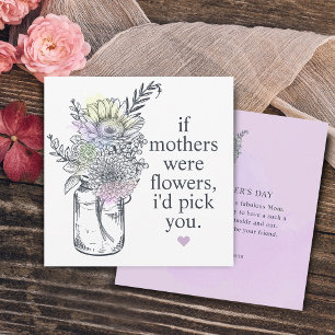 Cartes Pour Fêtes Annuelles Mère, je te prendrais Fleurs sauvages Mason Jar