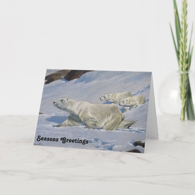 Cartes Pour Fêtes Annuelles Mère Ours polaire et petits (Devant)