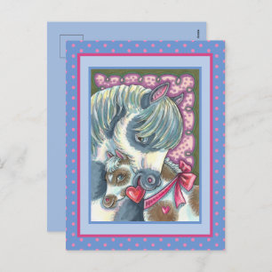 CARTES POUR FÊTES ANNUELLES MÈRE PONY & SA MORTE VALENTINE FILLY, CHEVAL