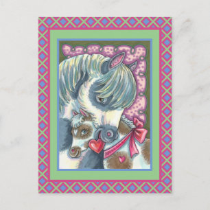 CARTES POUR FÊTES ANNUELLES MÈRE PONY & SA MORTE VALENTINE FILLY, CHEVAL
