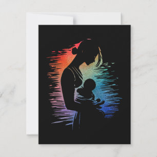Cartes Pour Fêtes Annuelles Mère portant son bébé, maman et son bébé esquisse,