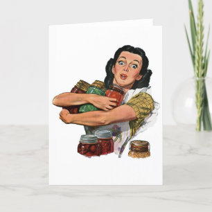 Cartes Pour Fêtes Annuelles Mère vintage, femme au foyer, rétro en conserve le