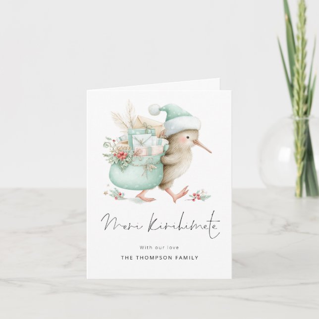 Cartes Pour Fêtes Annuelles Meri Kirihimete Kiwi folded NZ Christmas (Devant)