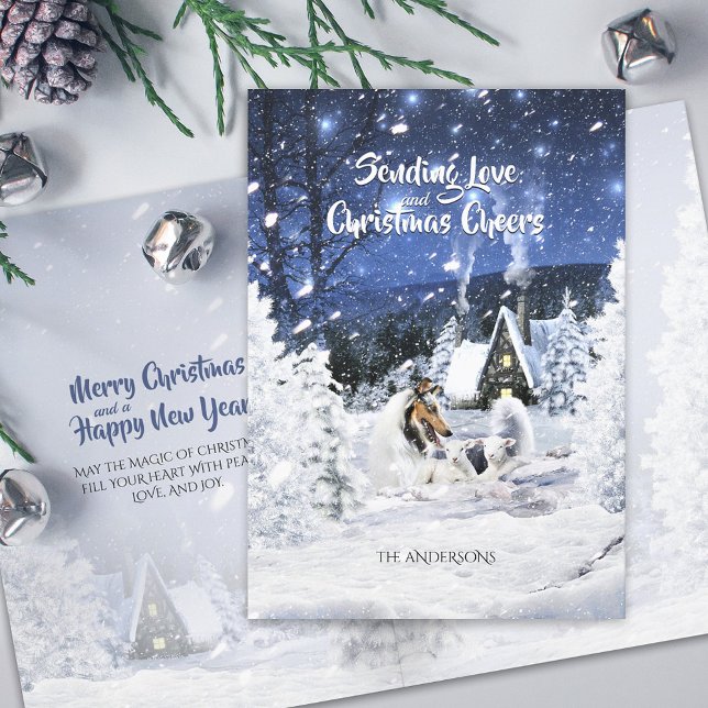 Cartes Pour Fêtes Annuelles Merle Bleu Collie & Agneaux dans la nuit de Noël B (Créateur téléchargé)