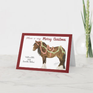 Cartes Pour Fêtes Annuelles Merles et cheval de Noël