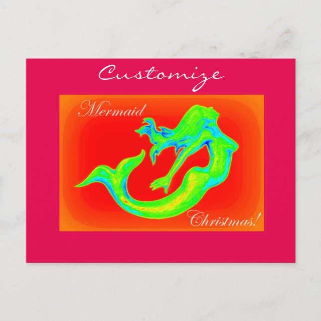 Cartes Pour Fêtes Annuelles mermaid noël rouge (Devant)
