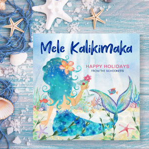 Cartes Pour Fêtes Annuelles Mermaid Sea Mele Kalikimaka Coral Reef