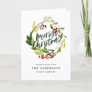Cartes Pour Fêtes Annuelles Merriante couronne d'aquarelle de Noël