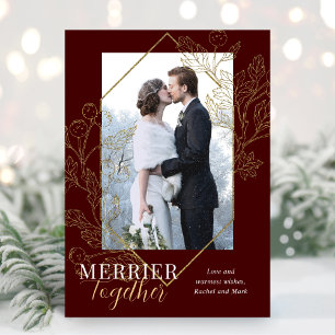 Cartes Pour Fêtes Annuelles Merrier Ensemble Nouvelle mariée Noël Photo Bourgo