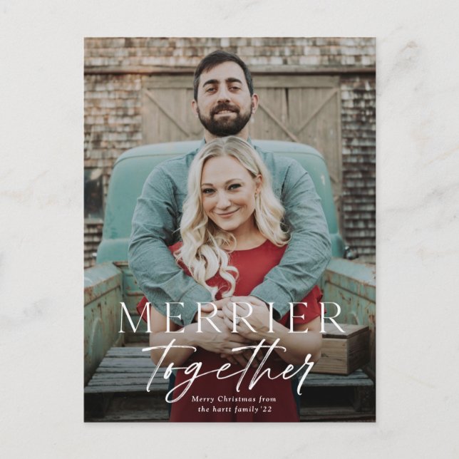 Cartes Pour Fêtes Annuelles Merrier ensemble saignée pleine photo Joyeux Noël (Devant)