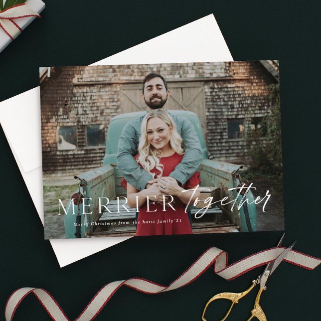 Cartes Pour Fêtes Annuelles Merrier ensemble saignée pleine photo Joyeux Noël (Créateur téléchargé)