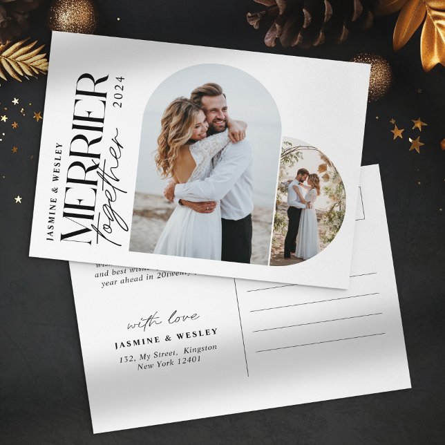 Cartes Pour Fêtes Annuelles Merrier minimal ensemble Noël Mariage (Créateur téléchargé)