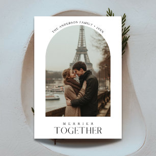 Cartes Pour Fêtes Annuelles Merrier minimaliste Ensemble Love Arch Couple Phot