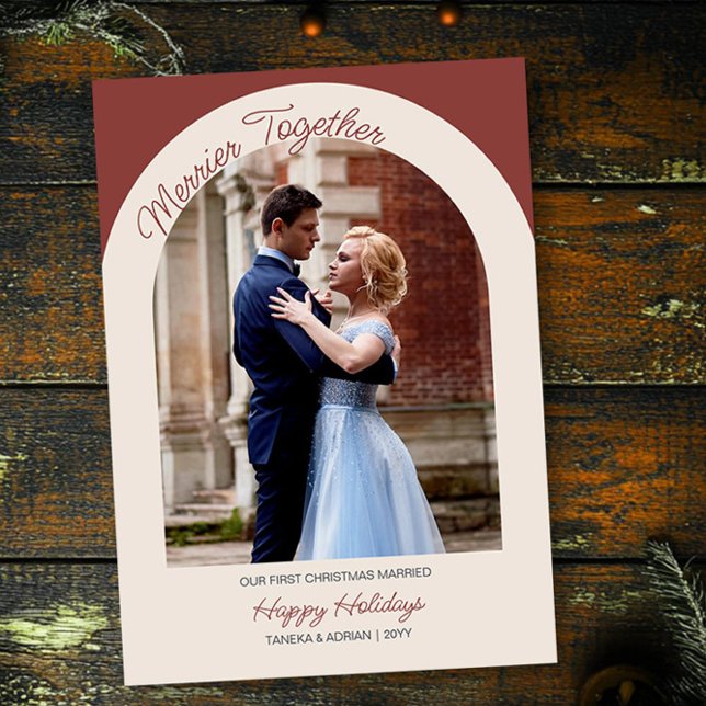 Cartes Pour Fêtes Annuelles Merrier Together Arch Photo Simple Moderne (Merrier Together Christmas Photo Card by Darling & May)