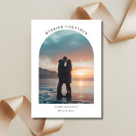 Cartes Pour Fêtes Annuelles Merrier Together Christmas Beach Arch Photo<br><div class="desc">Célébrez être Merrier Ensemble cette saison avec une carte de vacances en arc de plage de Noël qui capture un coucher de soleil tropical ou le thème noir et blanc. Idéale pour les jeunes mariés et les couples mariés de première année, cette simple carte de Noël photo mariage allie typographie...</div>
