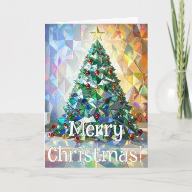 Cartes Pour Fêtes Annuelles Merriest Christmas Wishes Geometric Xmas Tree  (Devant)