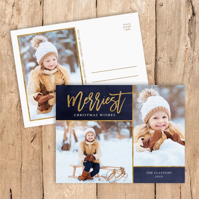 Cartes Pour Fêtes Annuelles Merriest Faux Gold Foil 3 Photo (Créateur téléchargé)