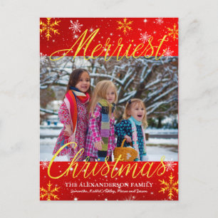 Cartes Pour Fêtes Annuelles Merriest Noël Famille Photo Snowflakes Étoiles