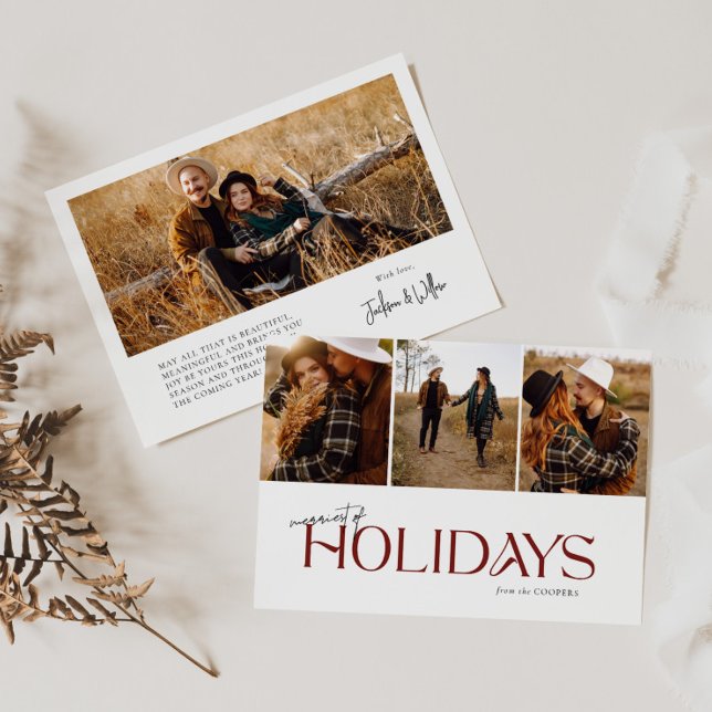 Cartes Pour Fêtes Annuelles Merriest of Holidays Modern 3 Photo Collage (Créateur téléchargé)