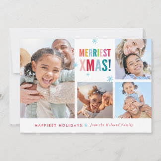 Cartes Pour Fêtes Annuelles MERRIEST XMAS PHOTO modern colorful typography