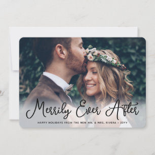 Cartes Pour Fêtes Annuelles Merrily Ever After Jeunes Mariés 1er Noël 2 Photo
