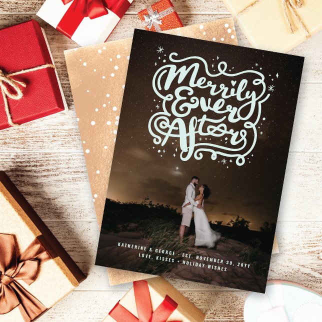 Cartes Pour Fêtes Annuelles Merrily Ever Après Knot & Sparkles Photo Mariage (Créateur téléchargé)