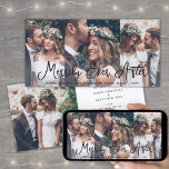 Cartes Pour Fêtes Annuelles Merrily Ever Après les jeunes mariés 1er Noël 4 Ph<br><div class="desc">Envoyez des voeux de vacances joyeuses comme un nouveau Mr. & Mme ! Célébrez votre premier Noël marié et partagez quatre de vos photos mariages préférées avec un élégant collage photo personnalisé "Merrily Ever After" carte de vacances. Tout le texte sur ce modèle est simple à personnaliser pour inclure n'importe...</div>