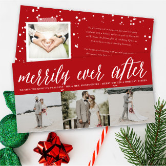 Cartes Pour Fêtes Annuelles Merrily Ever Après Simple Script 3 Mariage Photo