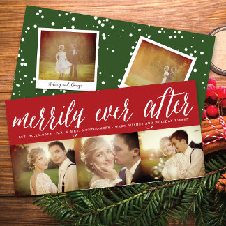 Cartes Pour Fêtes Annuelles Merrily Ever Après Simple Script 3 Mariage Photo