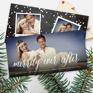 Cartes Pour Fêtes Annuelles Merrily Ever Après Simple Script Photo Mariage