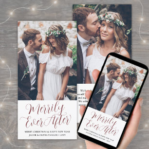 Cartes Pour Fêtes Annuelles Merrily Jamais après les jeunes mariés 2 Photo Ele