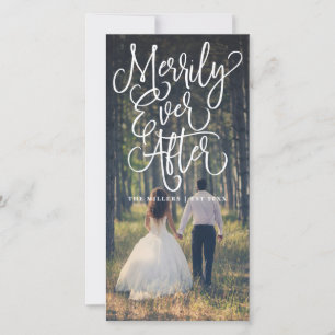 Cartes Pour Fêtes Annuelles Merrily Jamais après les vacances Mariage photo co